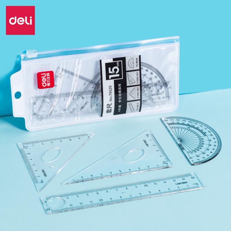 Deli Stationery 15cm Student Drawing Ruler Set
