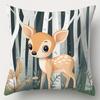 4-piece printed pillowcase set. Cartoon forest animal pattern, suitable for room decoration, living room and sofa decoration