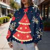 Women's Christmas Print Lightweight Crewneck Sweatshirt Casual Trendy Pullover for Holiday