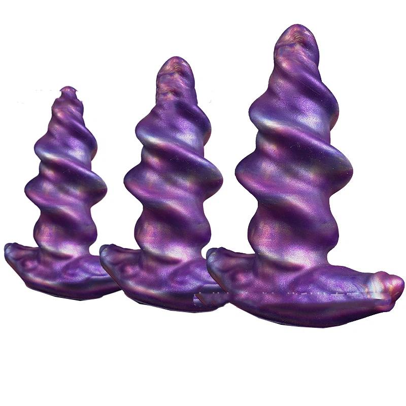 Silicone Spiral Anal Plug Oversized Female Irregular Dildo Soft Monster Penis Pagoda Adult Sex Toy