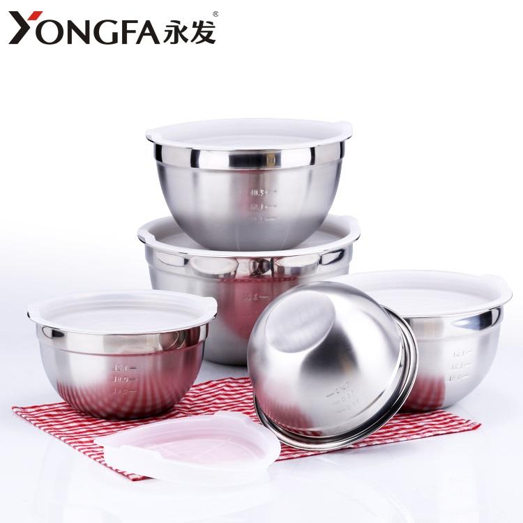 Best Selling Eco-friendly Stainless Steel Salad Bowl Set with Lid Traditional Design Kitchenware for Food Commercial Use