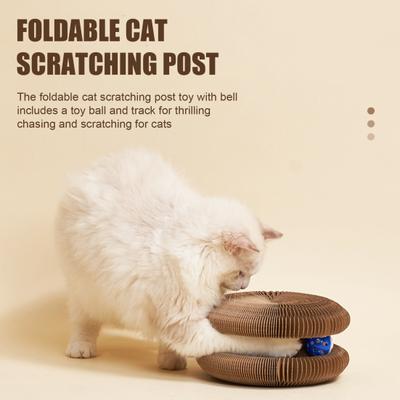 Yousheng Runde Ziehharmonika Katzenspielzeug mit Glocke Faltbares Kratzbrett Spielzeug Katzenkopf Balgkatze Kratzbaum Interaktives Spielzeug