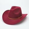 European, American men and women autumn and winter fashion woolen jazz hat ethnic style big-brimmed top hat British belt retro top hat