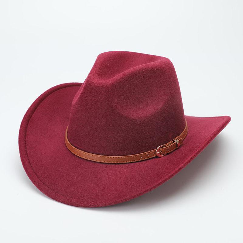 European, American men and women autumn and winter fashion woolen jazz hat ethnic style big-brimmed top hat British belt retro top hat