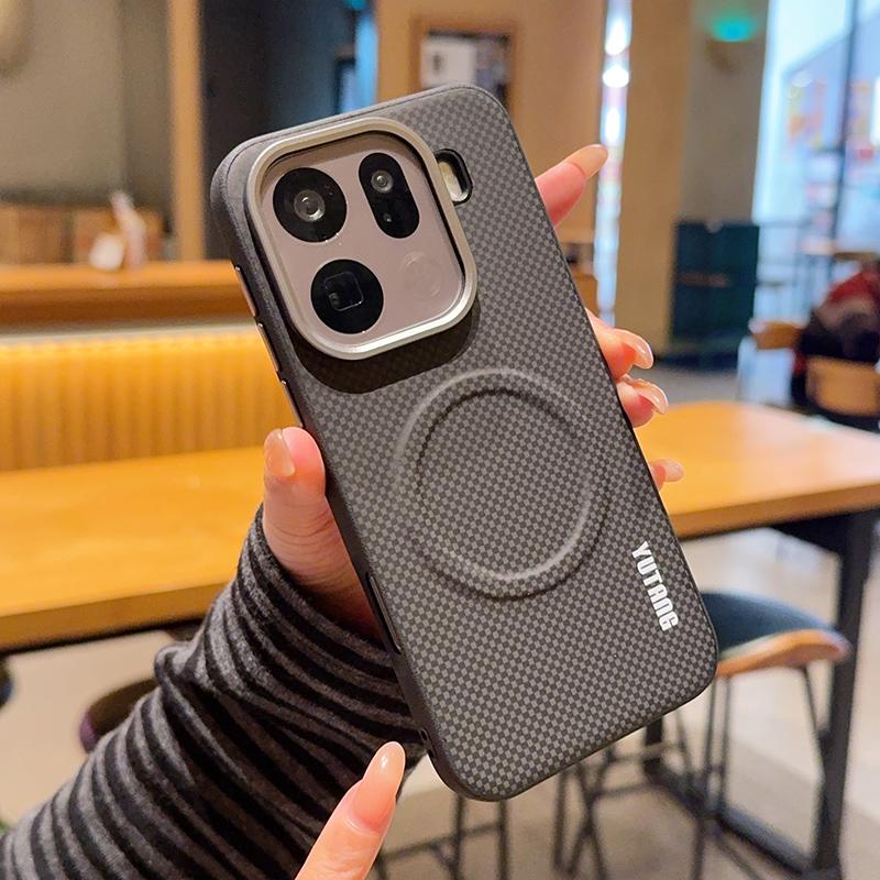 

For Oppo Find X9 and Find X9 Pro Case Magnetic Carbon Fiber Texture PU Leather Skin Protective Back Metal Lens Button Soft Cover OPPO Find X9 Pro