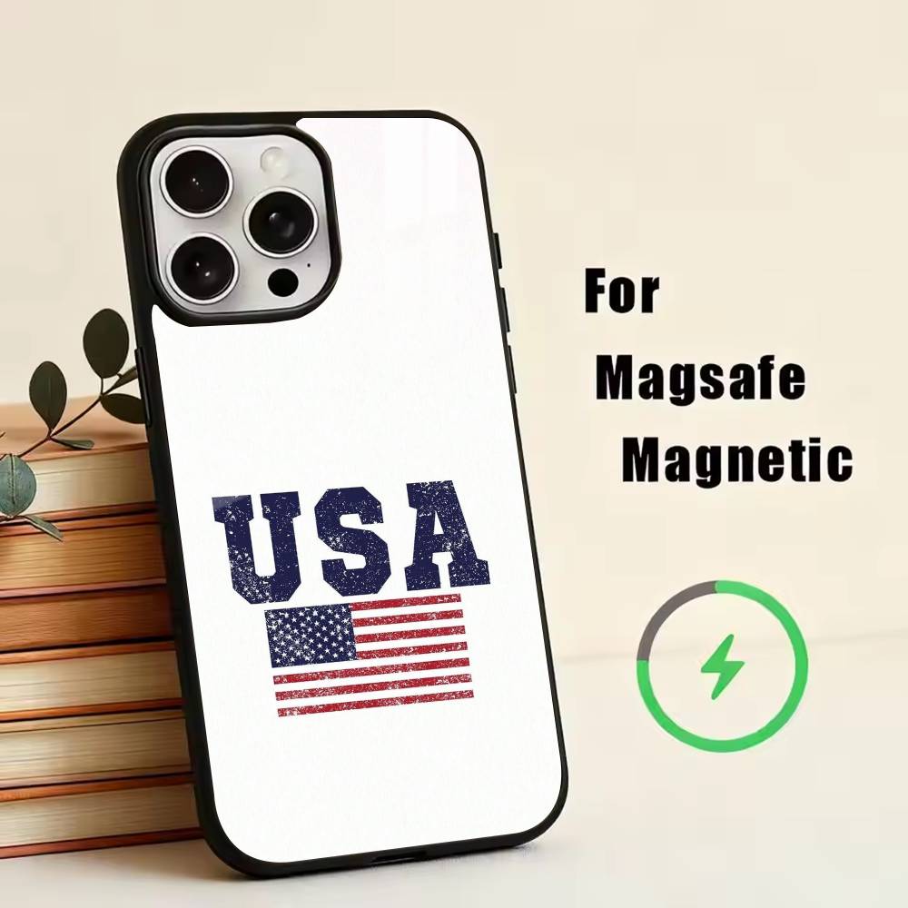 Die amerikanische Flagge Handyhülle Für iPhone17,16,15,14,13,12,11 Plus,Pro Magnetisch Für Magsafe Kabelloses Laden