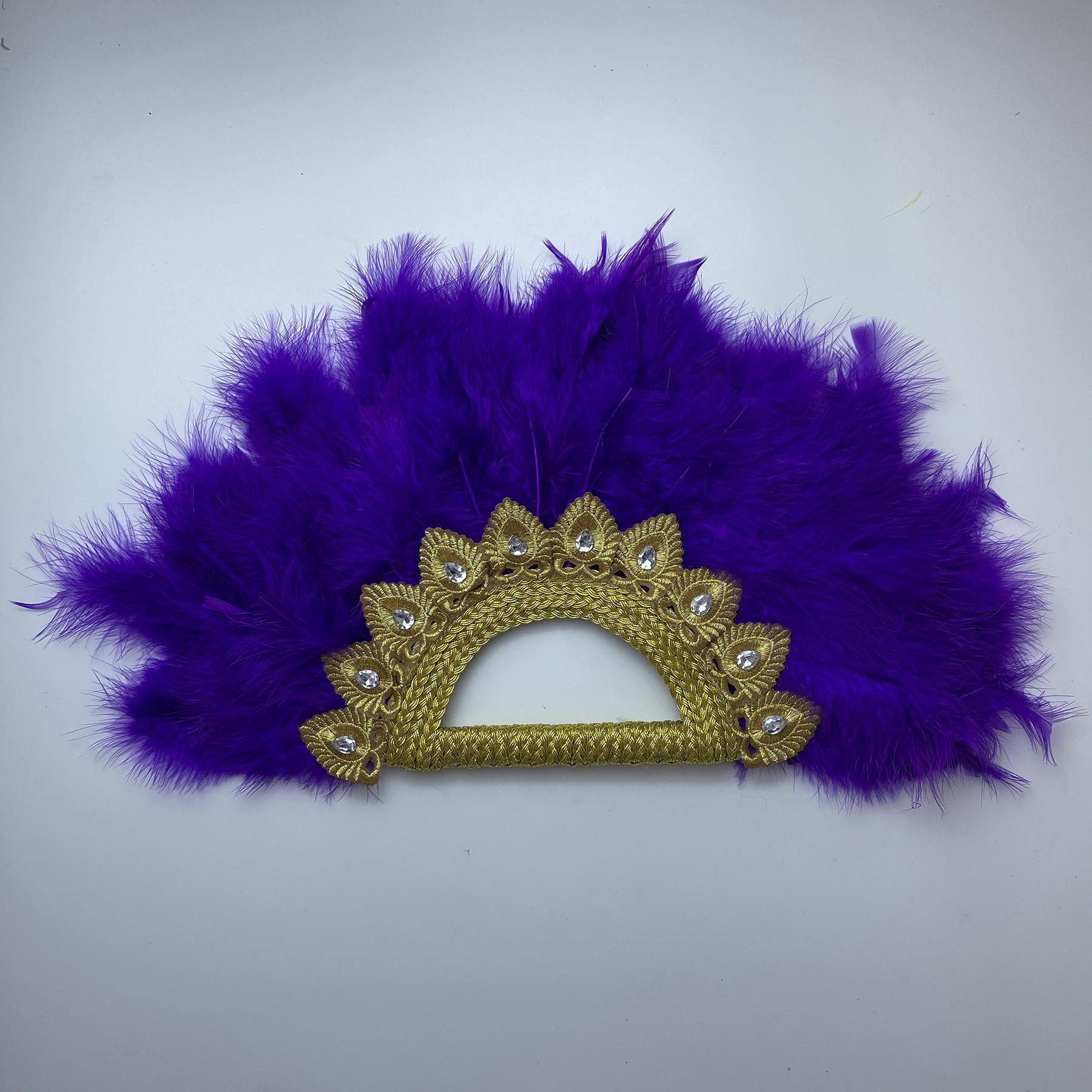 

Big Size African Blue Feather Fan for Ladies, Wedding Feather Fan for Bride, Double Side Feather, Nigerian Stones Dance Handfan 32CMX55CM