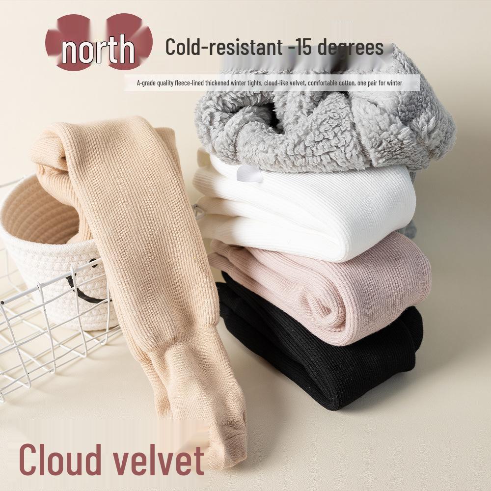 Winter Velvet Thickened Children's Tights with Fleece-Lined Warmth, Vertical Stripes for Toddlers & Kids