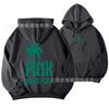 Women's Hooded Long Sleeve Drop Shoulder Pullover Sweatshirt Palm Tree "PINK PALM PUFF" Back Letter Print Casual Hoodie