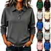 Women's Long Sleeve Pullover Shirt Henley Collar V Neck Solid Color Casual Sweatshirt Lightweight Soft Fabric