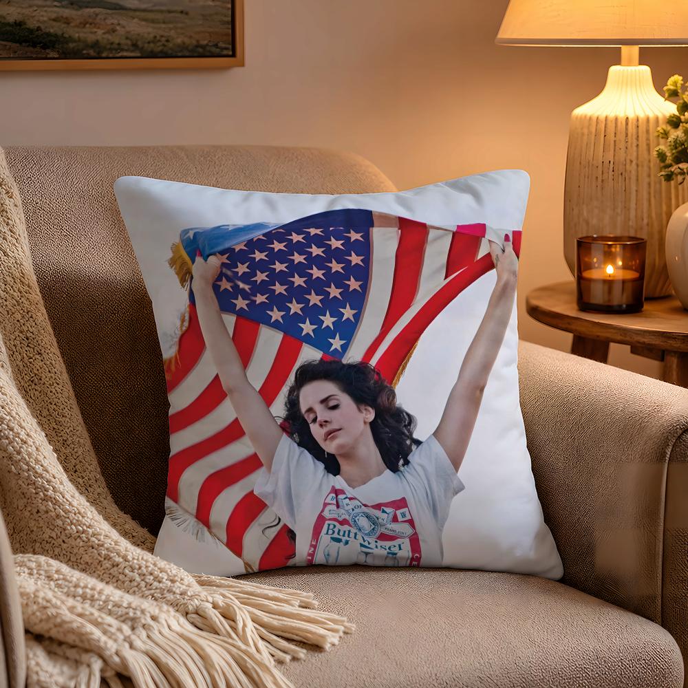 Hot Singer LLana DDel RReyS Pillow Case Soft Plush Cushion Cover Double Print and Invisible Zipper for Sofa Home Car Use