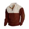 Høst Vår Herre Genser Knappet stativ krage Colorblock Skjæring Langermet Pullover Sport Uformell Daglig topp