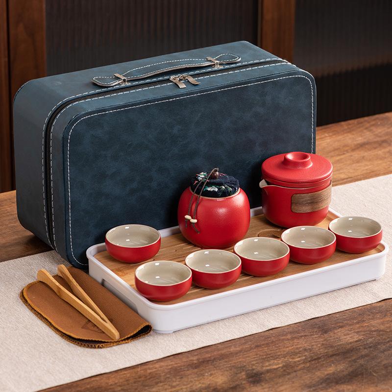 Travel tea set Ceramic express cup Portable one pot two cups Company business gifts Holiday souvenirs