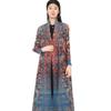 Pleated Printed Long Trench Coat for Women - 2025 Spring Lapel Loose Fit Plus Size Long Sleeve Robe