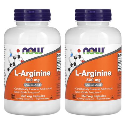 Now Foods L-Arginine 500mg Veg Capsules, 250 Count (Pack of 2)