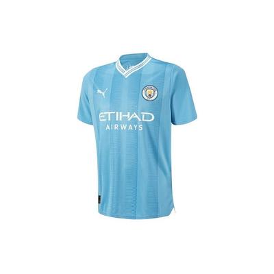 Manchester City Koszulka Domowa Seria Logo Litery Nadruk Dekolt V Pulower Krótki Rękaw T-shirt Męskie Góry Niebieski 770438-01