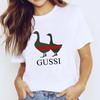 ZX TEE Two Goose Gothic T-Shirt Aesthetic Cloth Accessories Short Sleeve O-Neck Female Summer Casual Top Women Crew White Basic Tees