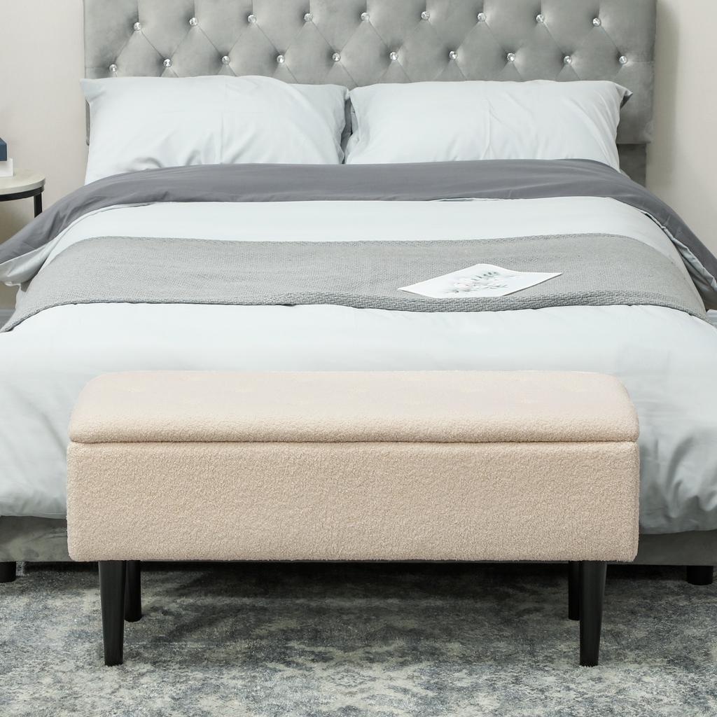 57L Teddy Fleece Storage Ottoman - Cream
