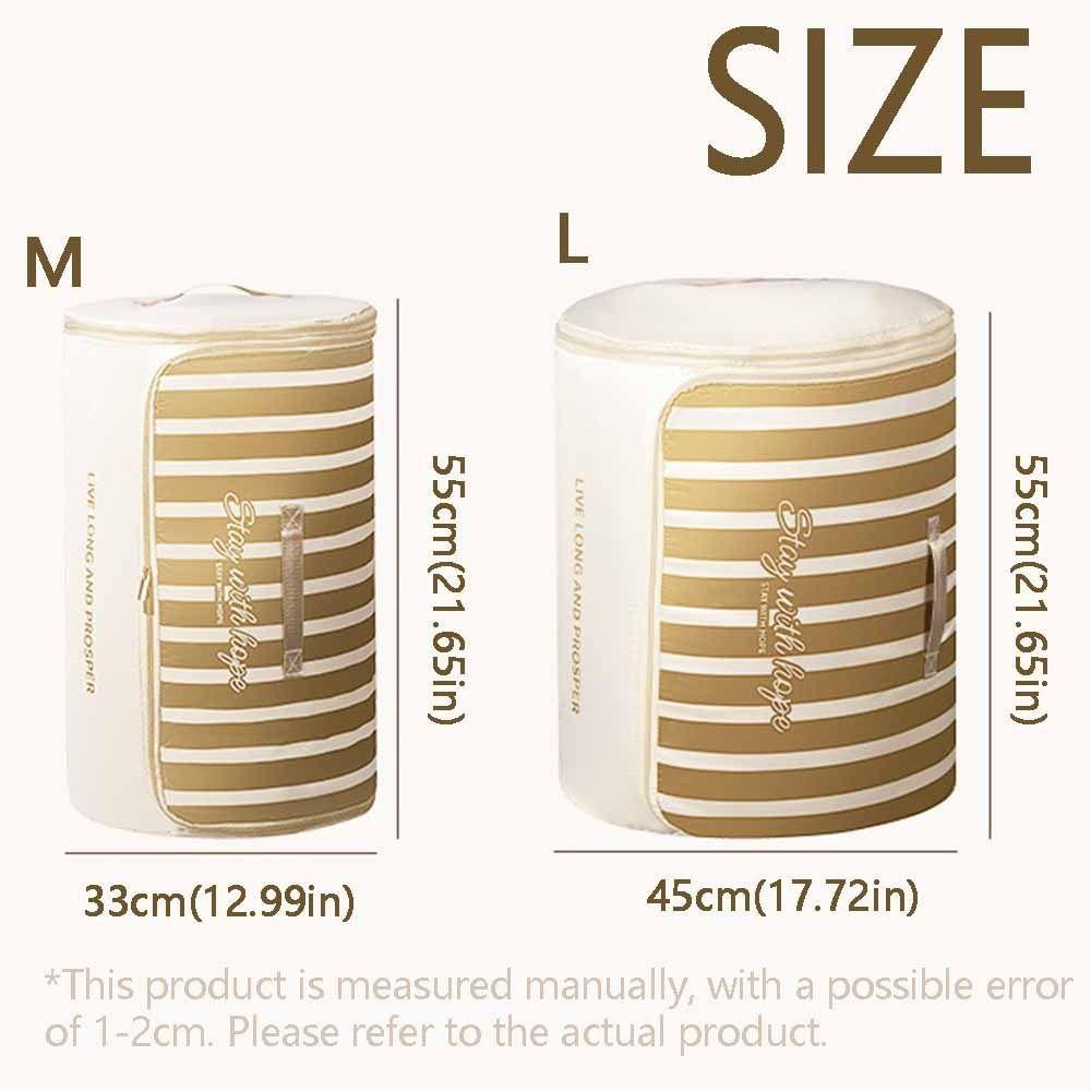 Large Capacity Cylinder Quilt Storage Bag Striped Pattern Compressible Bedding Organizer  Wardrobe