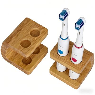 Bathroom Wall-mounted Bamboo Toothbrush holder3Hole4Electric Toothbrush Head Storage Box Multi-Compartment Toothbrush Holder
