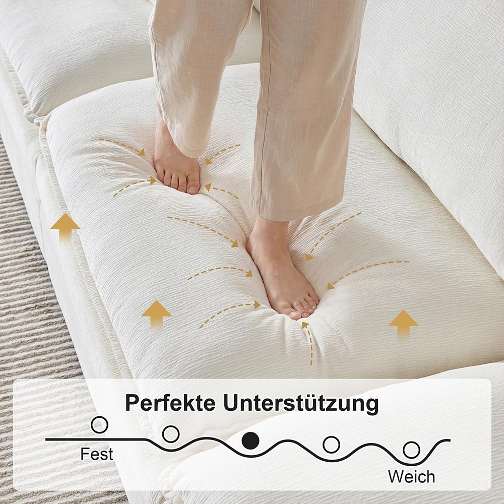 Ultra-weiches Modulsofa, aus Chenille und Massivholz, schneller Aufbau
