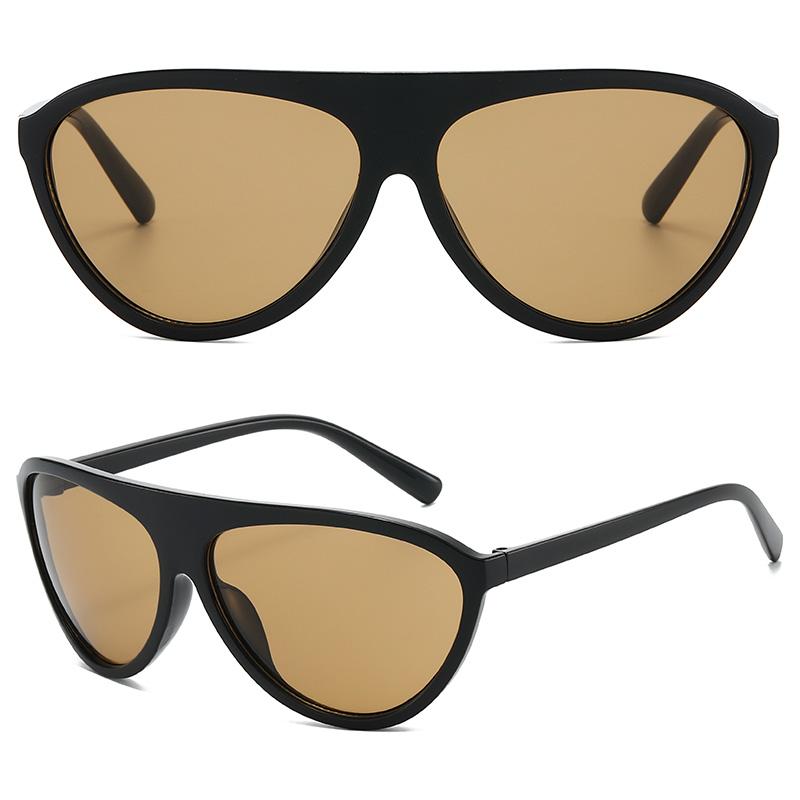 Aviator Shield Sunglasses – Trendy Oversized Black Frame UV400 Fashion Eyewear for Women & Men