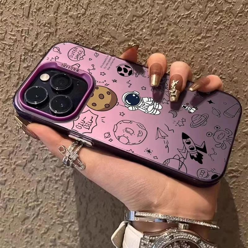 Cartoon Astronaut Design TPU Basic Case for iPhone 17 Air 16 Pro 15 14 13 12 11 Pro Max XS X XR 7 8 Plus Matte Hard Back Cover