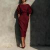 Elegancki Zestaw Spódnicy i Bluzki z Dekoltem Łódkowym w Fasonie A z Vintage Stylem do Biura