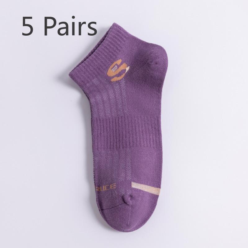 

5 пар женских носков-труб из чистого хлопка с дезодорирующим и бактериостатическим эффектом без косточек 5 Pairs темно-фиолетового