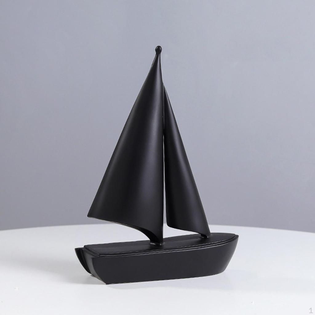 Elegant Sailboat Figurine, Decorative Nautical Art Sculpture for Home Office Decor