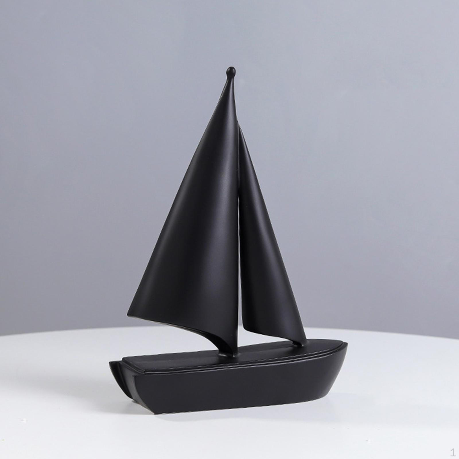 

Elegant Sailboat Figurine, Decorative Nautical Art Sculpture for Home Office Decor Black