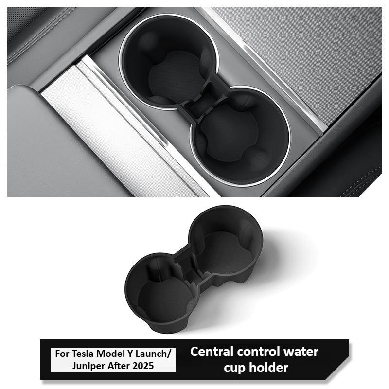 Center Console Water Cup Pad for Tesla Model Y Juniper 2025/Model 3 Highland Anti-slip Mat Accessories Rear Row Cup Holder Pad
