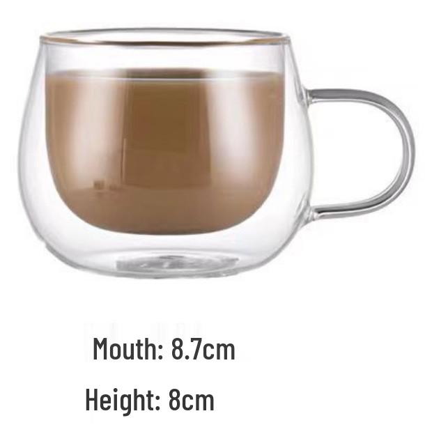 Double-Layer Borosilicate Glass Cup - Heat-Resistant, Anti-Scald, Transparent, with Handle