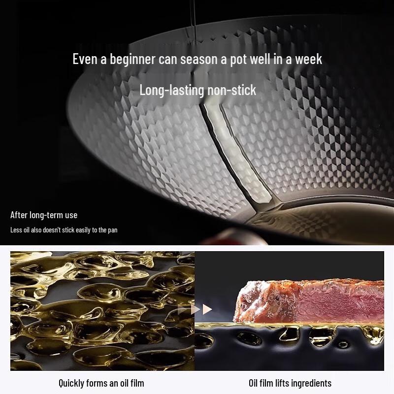 Wutuo 34cm Triple Nitrided Non-stick Iron Wok