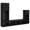 TV Wall Unit Set 4 Pcs Black Oak Effect Particleboard