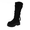 Platform Thick Heel Women Western High Boots Designer Tassel Slip On Shoes Autumn Winter Ladies Punk Vintage Long Booties