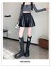 Women's PU Leather High-Waist A-Line Shorts - Slimming, Versatile, Wide-Leg, Korean Style for 2024 Autumn/Winter.