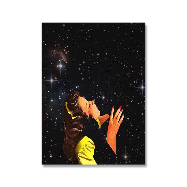 

Ретро постер «Любовная пара» Galaxy Kissing сюрреалистический принт на стену, современный холст, картина для спальни, скандинавский домашний декор, фотографии 21cm×30cm No Frame