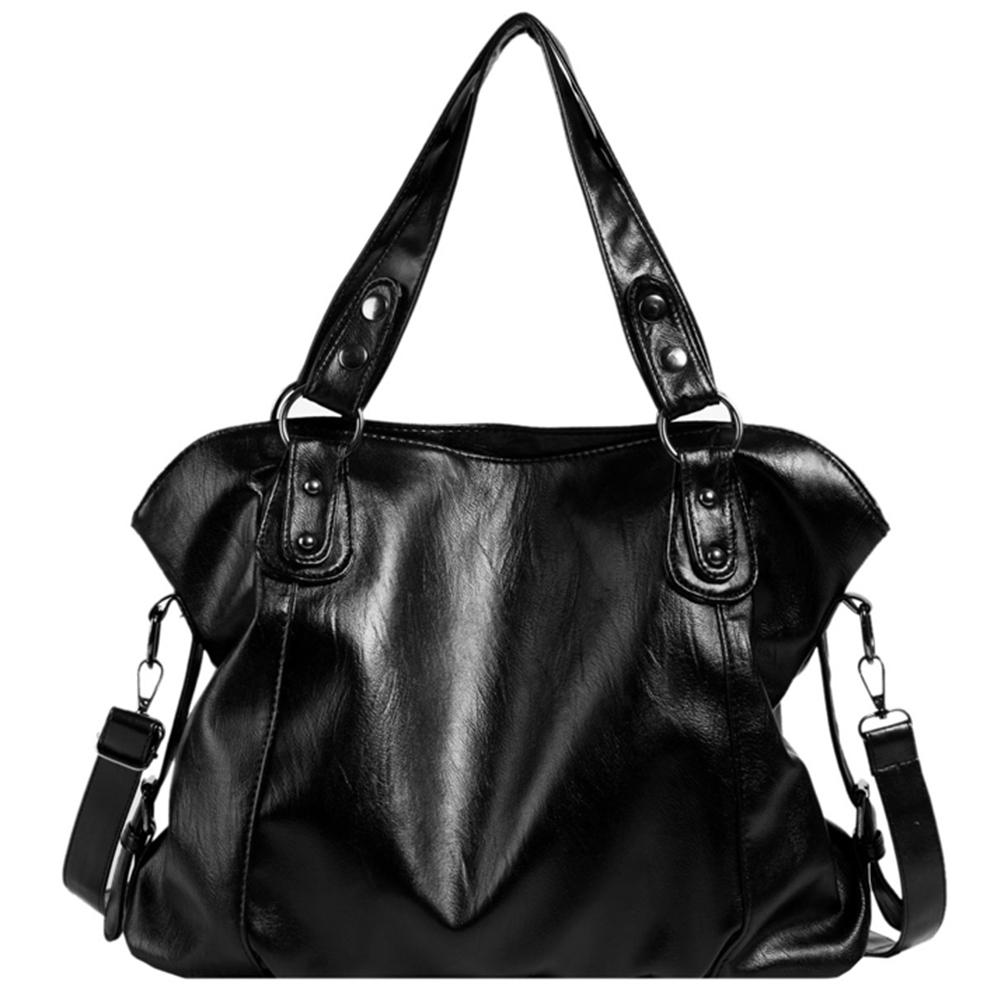 Women Shoulder Bag Big Size PU Leather Hobos Crossbody Bag Casual Retro Solid Color Soft Female Travel Shopper Mommy Tote Bag