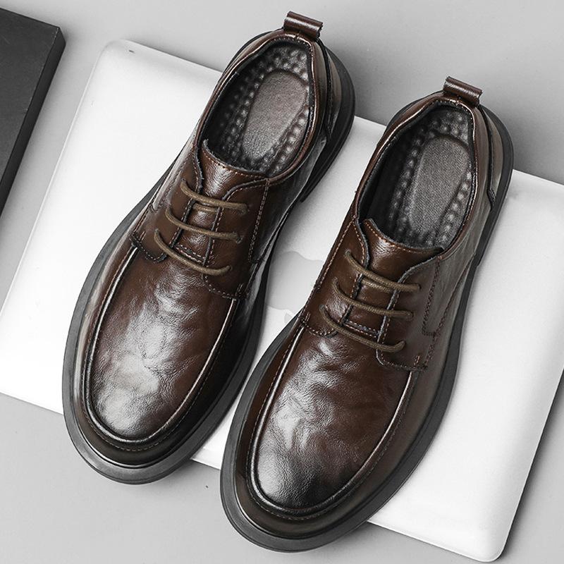 2025 autumn and winter British retro Martin boots men's round head lace-up soft sole medium help tooling leather boots genuine leather short boots men