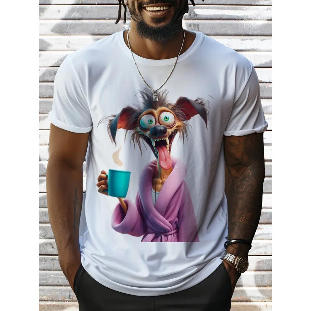 Sommer Herren Outdoor Freizeit Atmungsaktives T-Shirt Kurzarm Cartoon Tier 3D Gedrucktes Muster Groß Übergröße Locker Herren Kinder T-Shirt