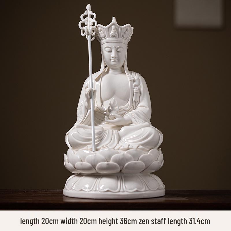 Zen Ceramic Ksitigarbha Bodhisattva Backflow Incense Burner - Buddha Statue for Aromatherapy and Home Decor.
