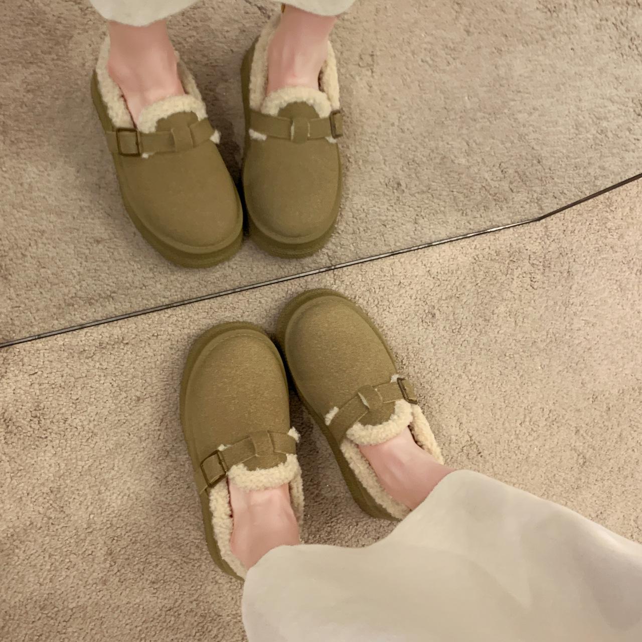 

2025 new winter velvet soft-soled one-pedal flat-soled warm Boken wool shoes autumn and winter cotton shoes snow boots 36