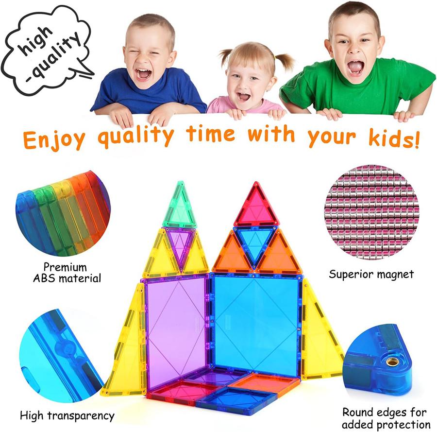 60pcs Magnetic Tiles Set 3D Magnetic Building Blocks Educational Construction set Toys for Kids STEM Preschool Montessori Toys