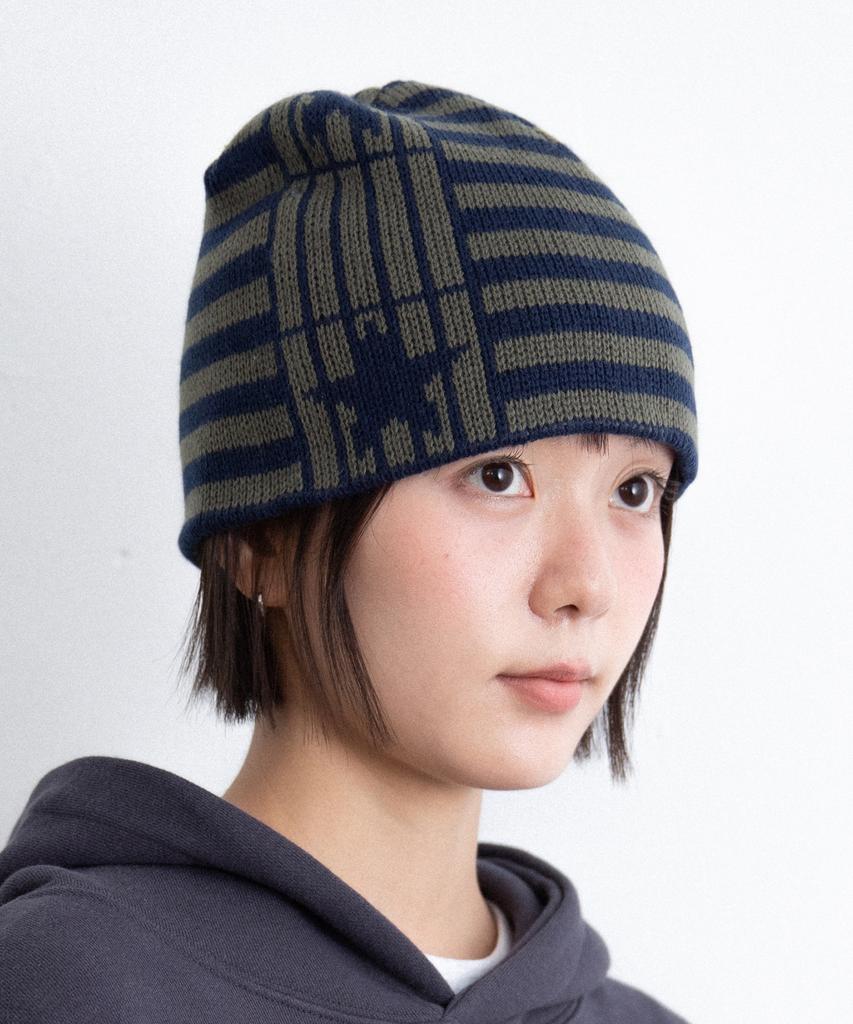 ISTKUNST Star Stripe Beanie_Khaki(Ik2Ffmab20A)