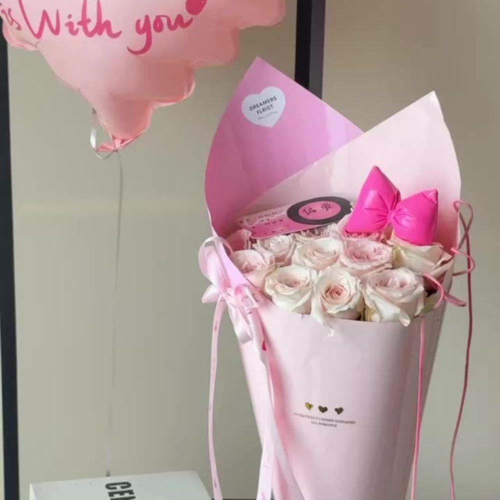Borsa da Wrapping per Fiori Rosa Fai da Te Impermeabile 43*48cm Confezionamento Bouquet Carta da Wrapping per Mazzi di Fiori