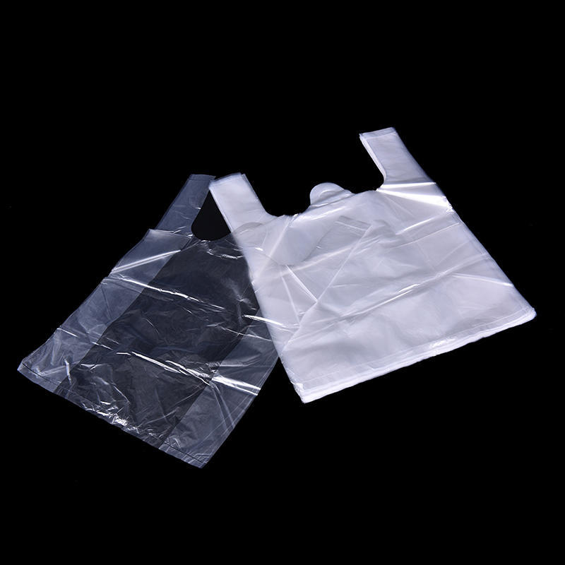 55Pcs 24*32Cm Plastic T-Shirt Retail Shopping Supermarket Bags Handles Packaging,