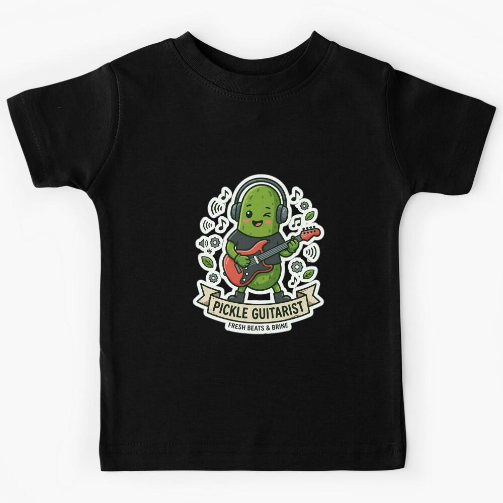 Pickle Guitarist Cute Kawaii Rock Musician Funny Food Pun Kids T-Shirt 160