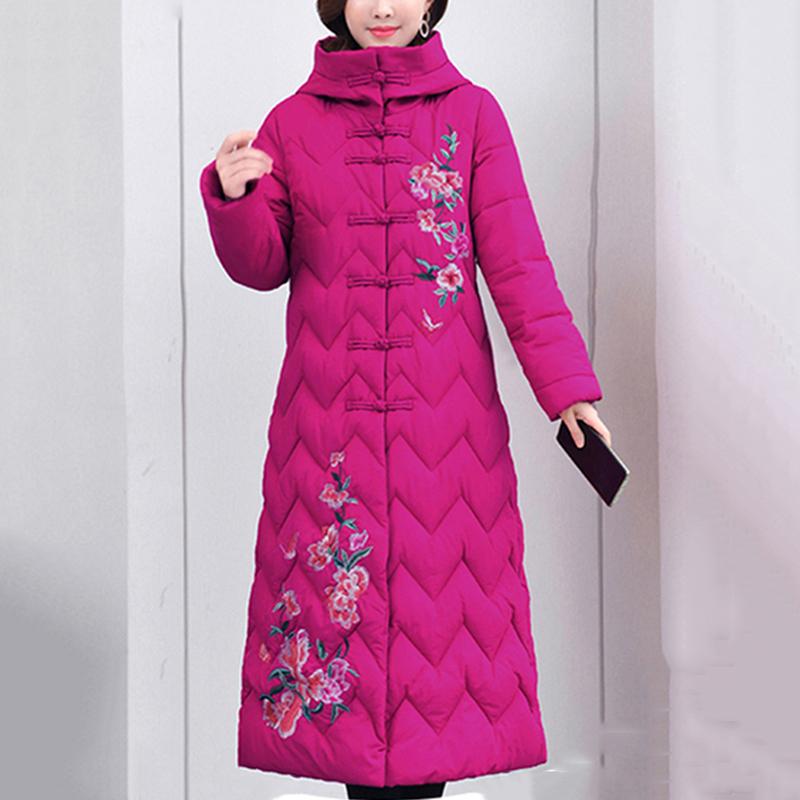 Embroidery Parkas Female Down Cotton Padded