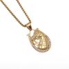 Hip-Hop Shiny Ice Out Zircon Gold Color Horse Head Pendant Horseshoe Necklace for Men and Women Trendy Rock Party Jewelry